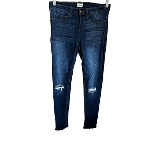 Sneak Peek Mid‎ Rise Skinny Distressed Raw Hem Jeans